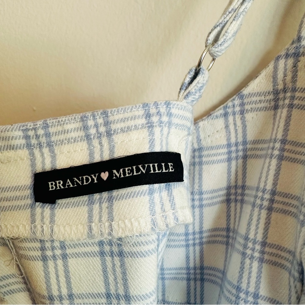 ★ Brandy Melville John Galt Colleen White Blue Paid Gingham Mini Dress ★ - Picture 4 of 14